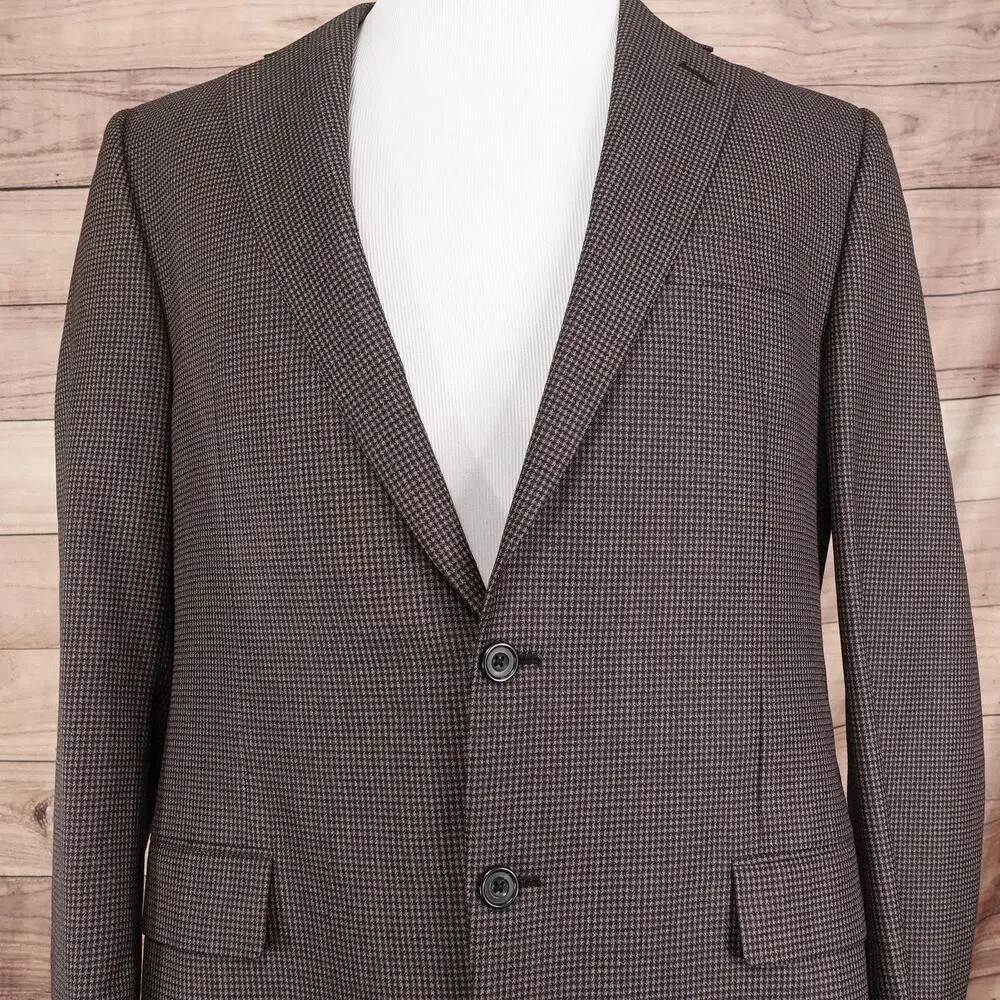 Hickey Freeman Blazer Mens 42L Brown Silk Wool Sport Coat 2‎ Button